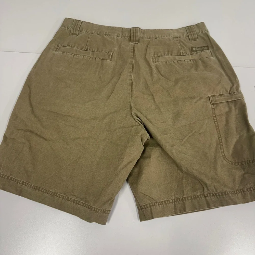Columbia Cargo Shorts Mens 36 Khaki Tan Excellent Cotton Canvas XM4108 10 Inseam